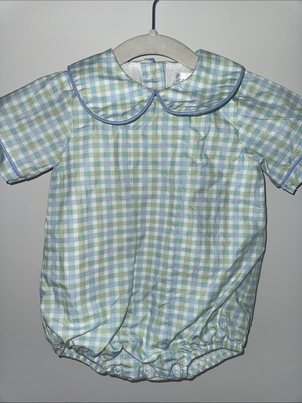 Classic Gingham One-Piece in Light Blue and Green